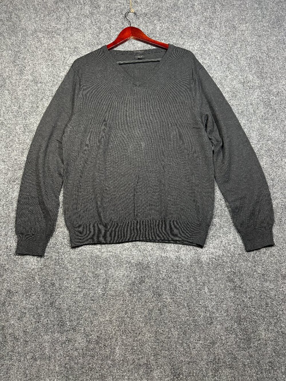 J Crew Sweater Mens Large Cotton Cashmere Charcoal Gray V Neck Long Sleeve